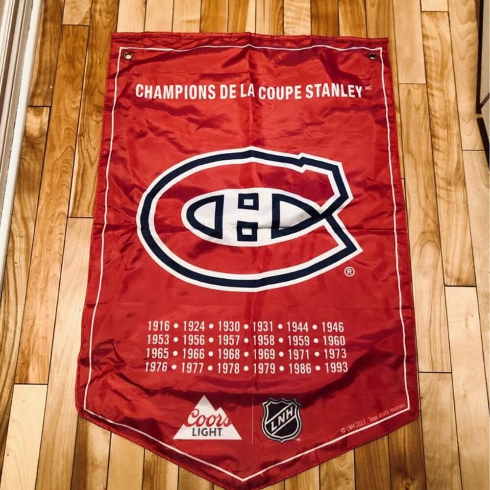 🔴 UNAVAILABLE 🔴 NHL Montreal Canadiens Stanley Cup Champions Banner 23x35”